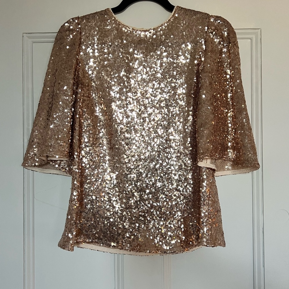 Sezane Sequin Gold Women's Top